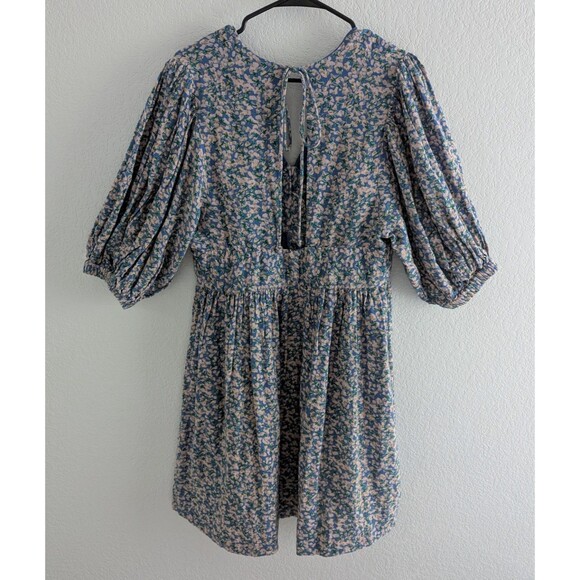 Mirth Perth Backless Short Dress Women's Size Large Blueberry Floral Mini Dress - Picture 8 of 10